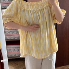 Żółta bluzka hiszpanka Torrid wiązana w pasie oversize boho 8XL / 56 / 28