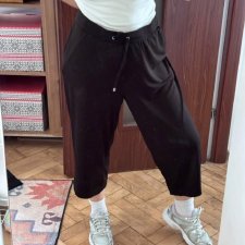 Avenue Black Cropped Pants Capri Plus Size Elastyczny Pas Szerokie Nogawki 3/4 4XL / 48 / 20