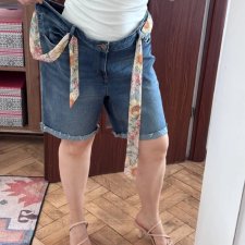 edgely szorty jeansowe damskie Plus Size z ozdobną wiązanką, klasyczny denim USA 4XL / 48 / 20