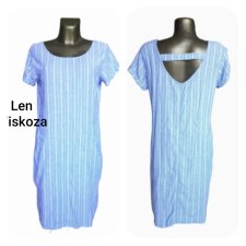 Niebieska Sukienka Letnia Midi 42 44 Len Wiskoza Dress Linen