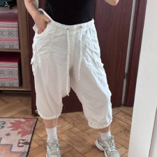 Terra & Sky cargo rybaczki bawełniane damskie Plus Size, białe 5XL / 50 / 22