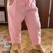 Hagston capri spodnie bawełniane damskie Plus Size, pudrowy róż 4XL / 48 / 20