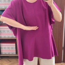 Fuksjowa elegancka bluzka motylkowe rękawy Plus Size 9XL / 58 / 30