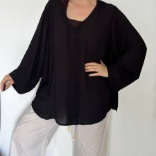 Czarna elegancka bluzka szyfonowa guziki Torrid Plus Size 8XL / 56 / 28