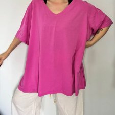 Różowy T-shirt oversize dekolt V Lane Bryant Plus Size 9XL / 58 / 30