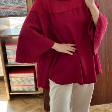 Bordowa elegancka tunika z szerokimi rękawami • ok. EU 56–60 • 6XL–8XL