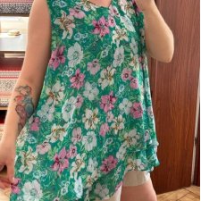 Zielona szyfonowa tunika w kwiaty • Lane Bryant • EU 62–66 • 8XL–10XL Uniwersalny·Bardzo dobry