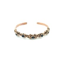 Miedziana bransoleta cuff z turmalinem i onyksem