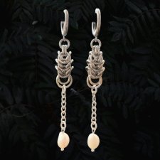 Kolczyki chainmaille stal chirurgiczna nierdzewna perły naturalne słodkowodne