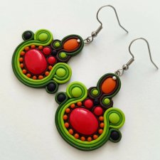 Duże Kolczyki Etniczne czerwone zielone boho