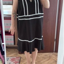 Sukienka Nanette Lepore czarna z białym haftem 6XL / EU 56–58 NOWA z metką