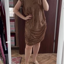 Nowa sukienka SHEIN FIT+ cekinowa brązowa 6XL / EU 56–58