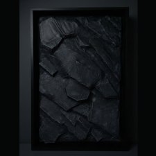 Czarny obraz strukturalny 100x70 cm, duży relief 3D w ramie - "Black Monolith"