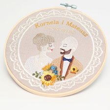 Ślubna, indywidualna dedykacja, haft w tamborku
