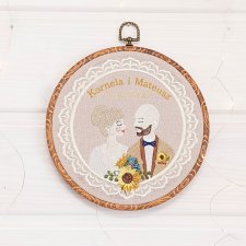 Ślubna, indywidualna dedykacja, haft w oprawie vintage