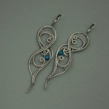 Kolczyki niebieski kwarc, stal chirurgiczna, wire wrapping