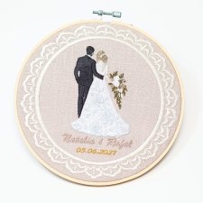 Ślubna, indywidualna dedykacja, haft w tamborku 20 cm