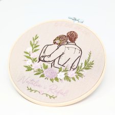 Ślubna, indywidualna dedykacja, haft w tamborku 20 cm