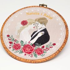 Ślubna, indywidualna dedykacja, haft w oprawie vintage
