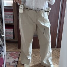 Beżowe spodnie Faded Glory Stretch 24W Plus Size szerokie nogawki