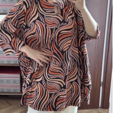 Kolorowa bluzka Ulla Popken 28/30 (58/60) Plus Size wzór liści