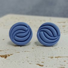 Kolczyki wkrętki – Błękitne spirale – Stal szlachetna pozłacana – Minimalistyczne