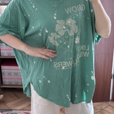 bluzka z długim rękawem bawelniana Plus Size, zielona z napisem Torrid Rozmiar 9XL / 58 / 30