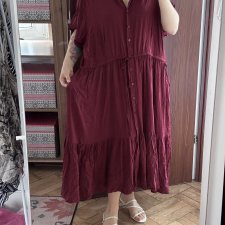 sukienka koszulowa midi Plus Size, bordowa Torrid Rozmiar 8XL / 56 / 28