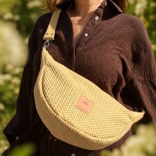 Welurowa listonoszka crossbody Żółta