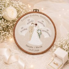 Ślubne podziękowania dla Rodziców haft w oprawie vintage 20cm