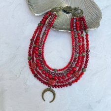 Naszyjnik boho w odcieniach czerwieni
