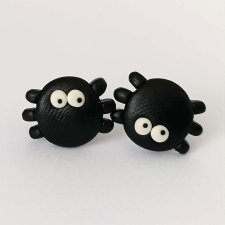 Kolczyki czarne pająki Kawaii