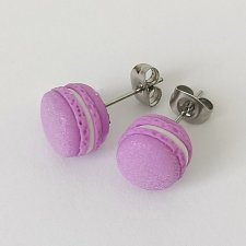 Fioletowe kolczyki makaroniki na sztyftach