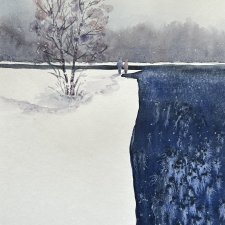 Razem w smutku i radości na zawsze Akwarela original 30/21 cm
