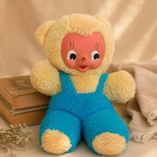 Duża maskotka Vintage Sonni Sonneberg DDR pluszak z gumową twarzą Gummigesicht oryginalny lata 70
