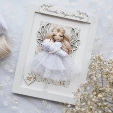 Pamiątka Chrztu Św. - Anioł Stróż z dzieckiem | Prezent na chrzest