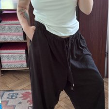 Czarne spodnie capri szerokie Woman Within (30/32) Plus Size