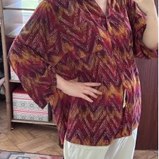Bordowa wzorzysta koszula boho zygzaki merlot plus size