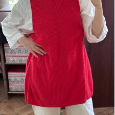 Czerwona długa kamizelka AVA & VIV bawełna plus size oversize 8XL / 56 / 28