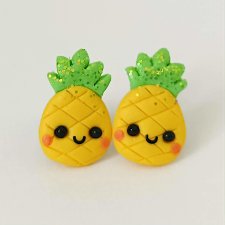 Śmieszne kolczyki ananasy kawaii