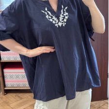 Haftowana bluzka L.A. Blues Deluxe 30/32W Plus Size oversize granatowa 9XL / 58 / 30
