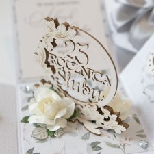 25 rocznica ślubu, srebrne gody, exploding box, kartka 3d