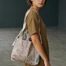 Torba welurowa handmade UNIKAT – unikatowa torba dla mamy z mocowaniami do wózka