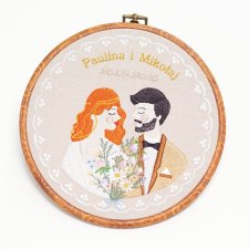Ślubna, indywidualna dedykacja, haft w oprawie vintage