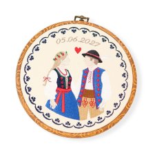 Personalizowana pamiątka ślubna/zaręczynowa , haft w oprawie vintage