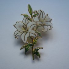 METALOWA EMALIOWANA PIN PRZYPINKA KWIAT KWIATY LILIA LILIE