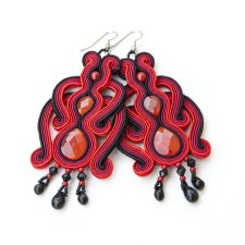 Duże ażurowe czerwone kolczyki sutasz