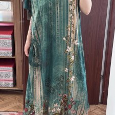 Ekouaer Zielona Sukienka Wzorzysta Plus Size 5XL
