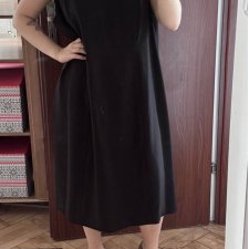 Kasper Czarna Sukienka Midi Plus Size 24W Welurowa 6XL / 52 / 24