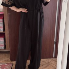 Shein Curve Czarny Kombinezon Plus Size 4XL z Tiulowymi Rękawami 4XL / 48 / 20